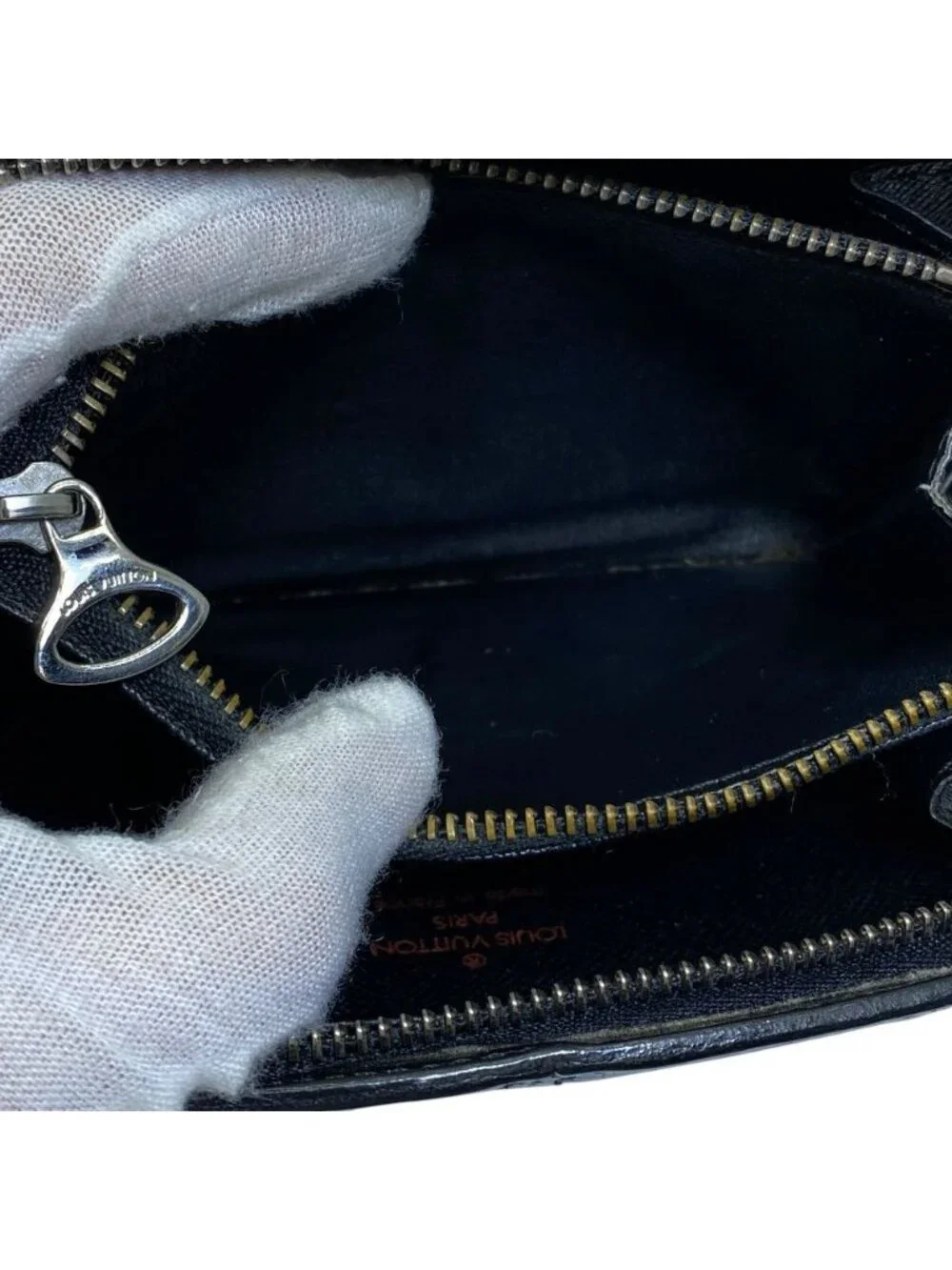 Louis Vuitton Portefeuille Epi Coin Case Wallet Pouch Zip Around Leather Black
